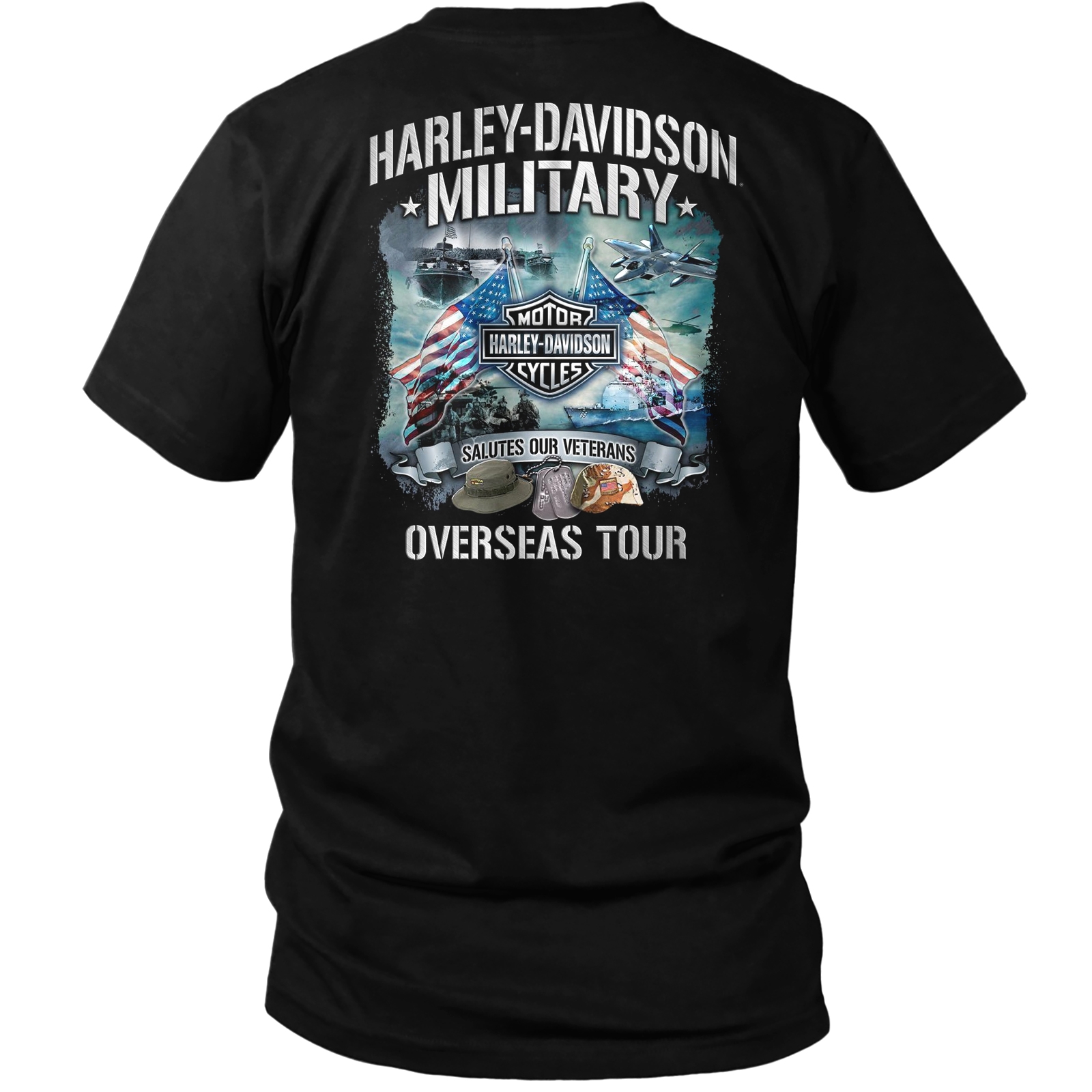 Harley-Davidson Military - Men's Bar & Shield Orange on Black T-Shirt - Overseas Tour | Salutes 